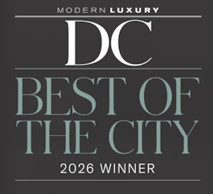 Award badge reading 'Modern Luxury DC Best of the City 2026 Winner' with large DC letters in the center.